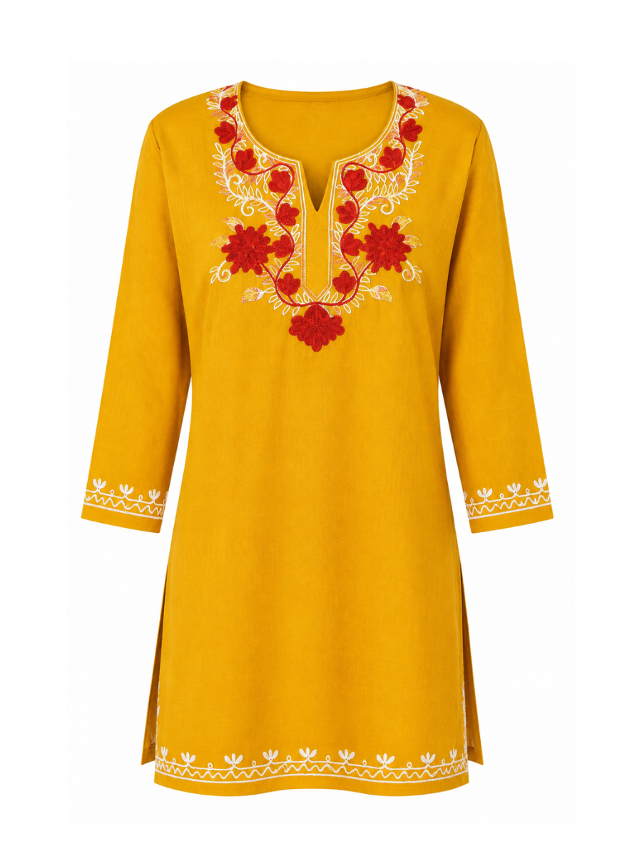 Noor : Aari embroidery summer kurti | Gold